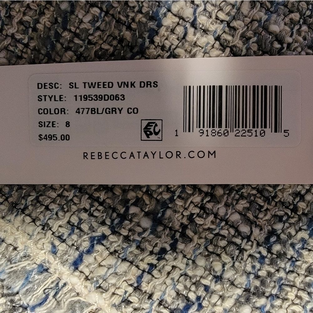 REBECCA TAYLOR Sleeveless V neck Tweed blue grey Ruffle Hem Sheath Dress… - Picture 5 of 16